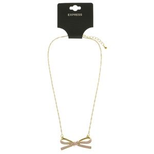Express Bow Fashion-Necklace Gold/Pink NWT
